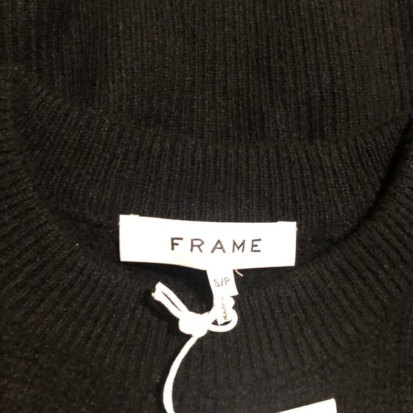 Frame Cashmere Bell Cuffs Crew Neck Ribbed Sweater In Black. NWT! Sz S - Picture 5 of 7
